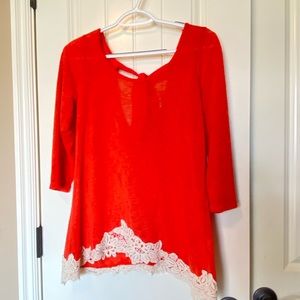 Moa Moa Orange Lace Top